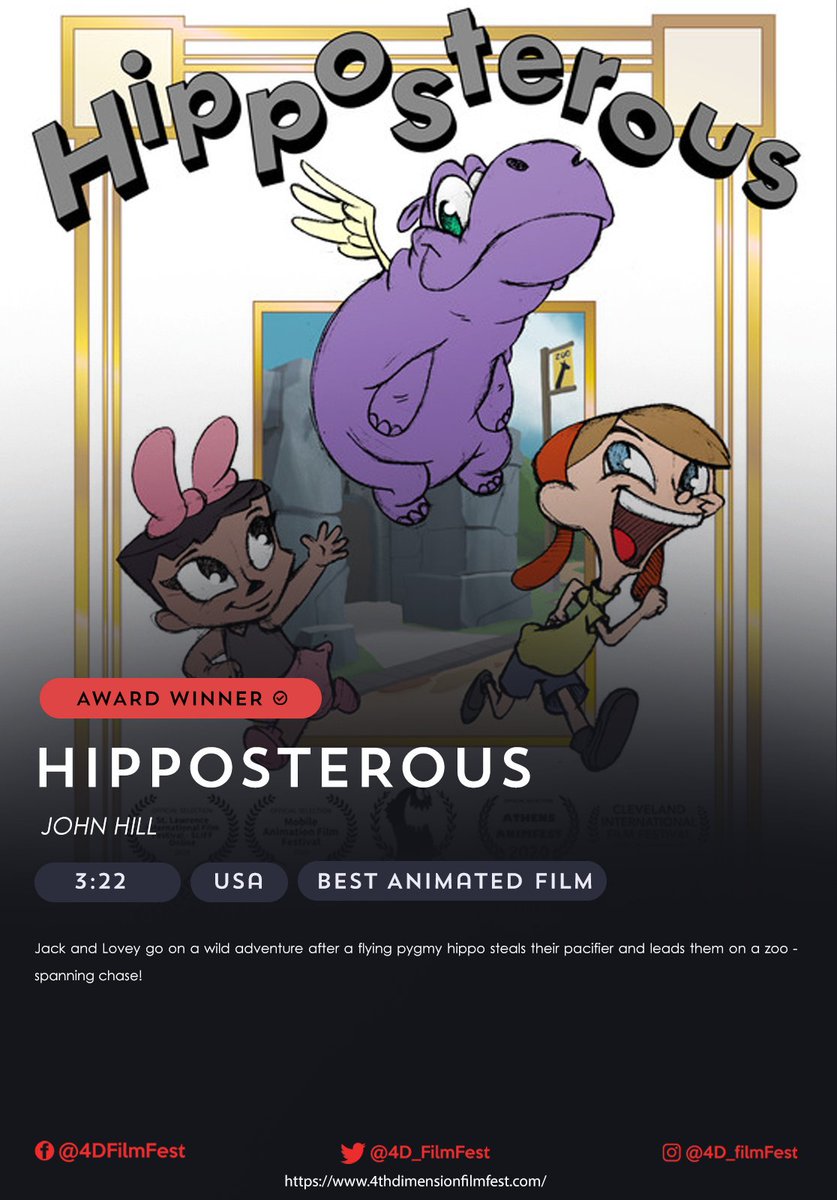 4D_FilmFest's tweet photo. Hipposterous : (winner In Best Animated Film) 🎶 . . #animated  #bestanimatedmovie  #winner #trending #supportindiefilms #indiefilm #reels #indie #fdiff2021 #fdiff #filmfreeway 
@FilmFreeway @Hipposterous https://t.co/KsINoiZBgl