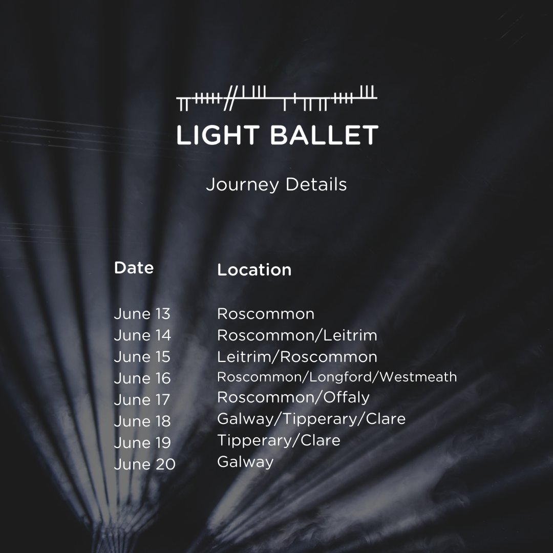 When and where will Light Ballet take place? 

Light Ballet has been designed to be visible in communities across eight counties along the River Shannon.

There is no optimum viewing point for the installation which can be viewed from up to 7km away. https://t.co/CvpW6YK8XI