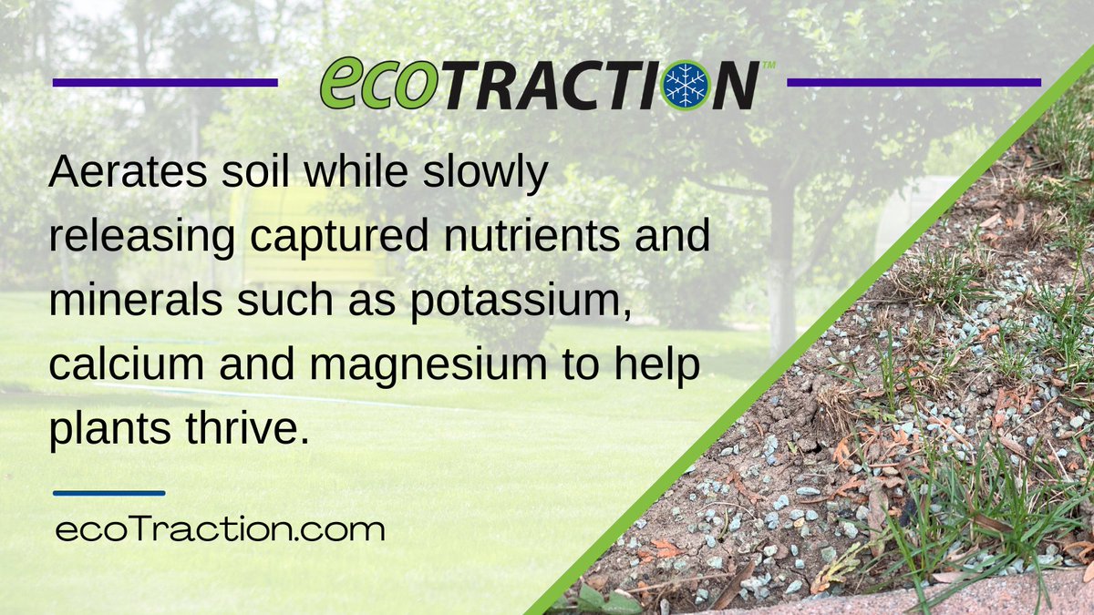 EcoTraction's tweet photo. ecoTraction aerates soil while slowly releasing captured nutrients and minerals such as potassium, calcium and magnesium to help plants thrive.
Learn more at this link ➡️ https://t.co/PMxV7wEXPz 
🌱 #ecofriendly #petsafe #lawncare #lawnandgarden #lawnmaintenance https://t.co/nYzhbM7xd0