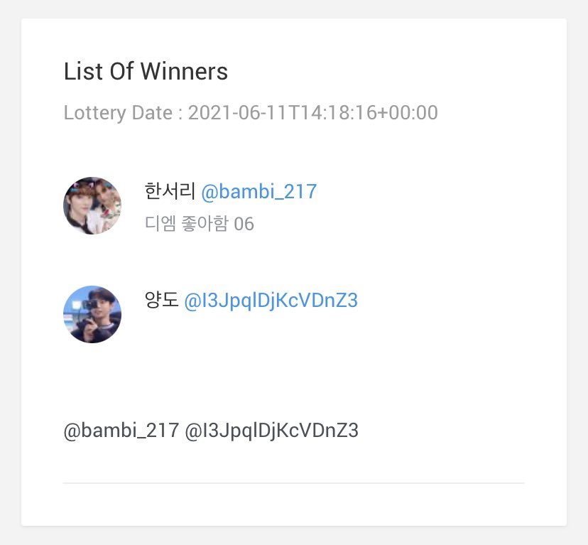 hyyn_2ze's tweet photo. 🐰 @bambi_217 @I3JpqlDjKcVDnZ3
당첨 축하드립니다! 확인 후 14일(월) 이내로 디엠 부탁드릴게요 ◡̈ https://t.co/duTxbO5lbF