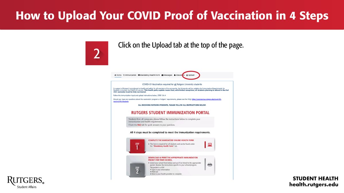 RUVPVA's tweet photo. Got vaccinated? Great! Don’t forget to tell us about it! Upload your proof of vaccination card and enter your dates of immunization in the Rutgers Student Immunization Portal, https://t.co/LXKgHru3j1, so we know you’re compliant. 
#Rutgers #RCommunity #WeRUnited https://t.co/B3LvU2GRbo