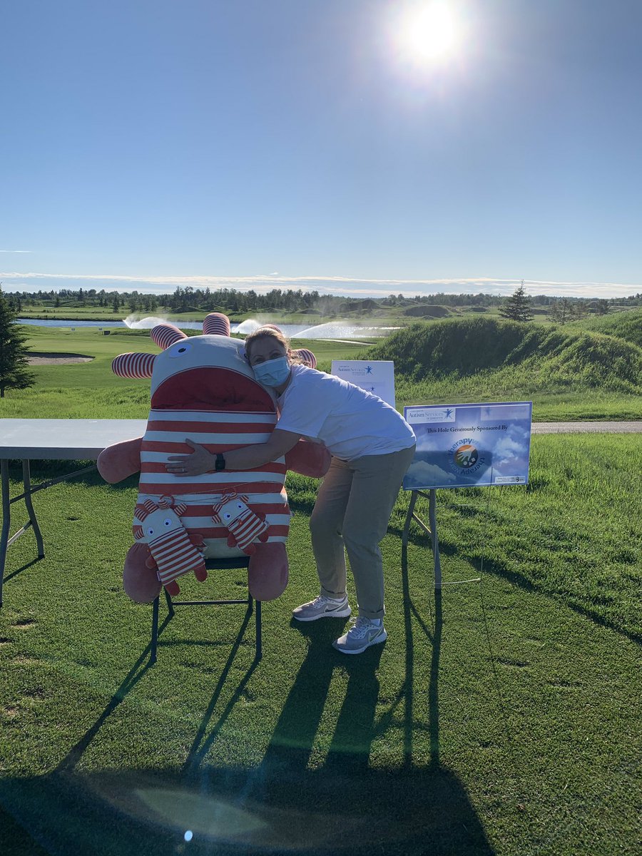childrensautism's tweet photo. Here’s to a great day for our 8th Annual Maier Centre for Autism Charity Golf Tournament. Golfers will have the chance to take a picture with the Worry Eater Saggo at the @Therapyware sponsored hole.  #maiergolf2021 https://t.co/jRsXYXVxib
