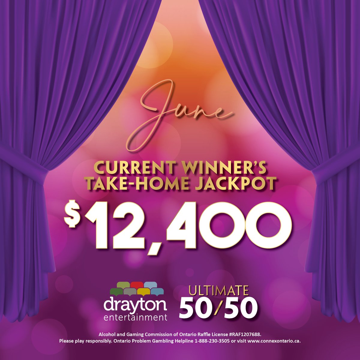 drayton_theatre's tweet image. Cheers to the weekend! The current winner’s take-home jackpot for our Ultimate 50/50 draw is $12,400! Imagine what this prize will be on June 30! Do you have your tickets yet? Enter to win early and watch the prize grow all month long. drayton5050.com