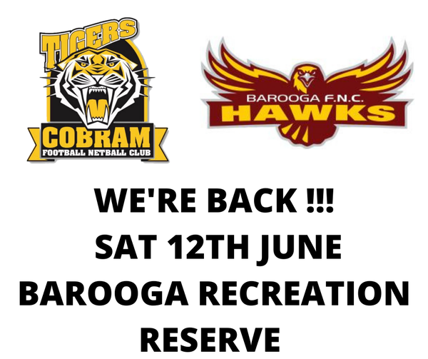 It's on!  Traditional rivals #QueensBirthdayweekend Cobram "Home" Game v Barooga at Barooga NSW
Massive crowd expected.  @JamesMerlinoMP <a href="/VictorianCHO/">Chief Health Officer, Victoria</a> <a href="/DanielAndrewsMP/">Dan Andrews</a> <a href="/VicGovAu/">Victorian Government</a> #nomask required #borderbubble #nocapof150