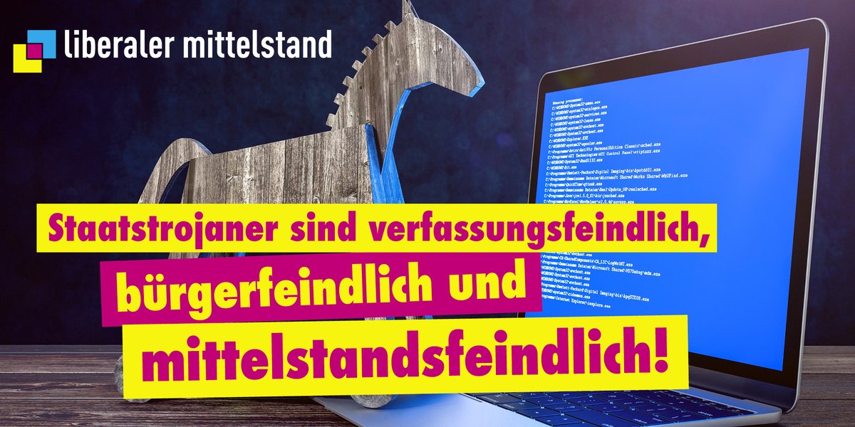 LiMiBund's tweet photo. Schon die Idee des Staatstrojaners ist ein Angriff auf unsere Verfassung. Unbescholtene Bürger online auszuspionieren ist schlichtweg unzulässig und fällt unter die gleiche Kategorie wie die Vorratsdatenspeicherung oder die Rasterfahndung. 

Mehr dazu auf: https://t.co/mJzoLdd2Ut https://t.co/z3VXoESO1V