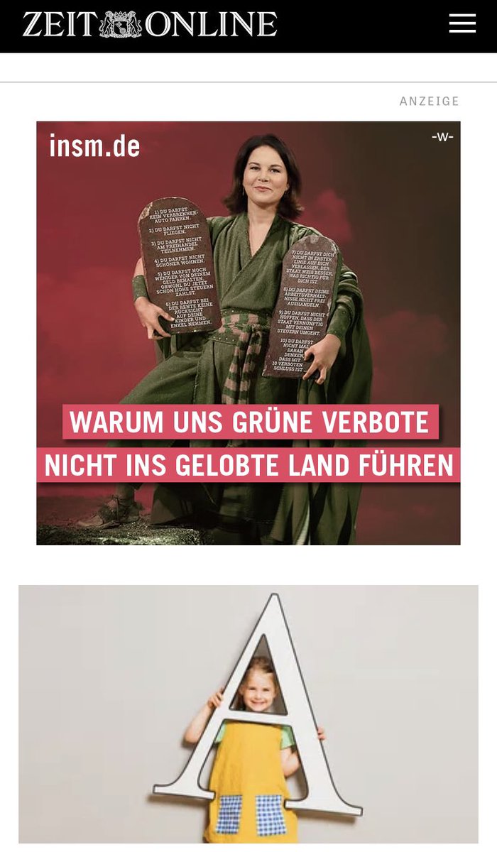 Ist das Werbung, die auf der Webseite einer parteipolitisch  neutralen Zeitung auftauchen sollte, <a href="/zeitonline/">DIE ZEIT</a>?