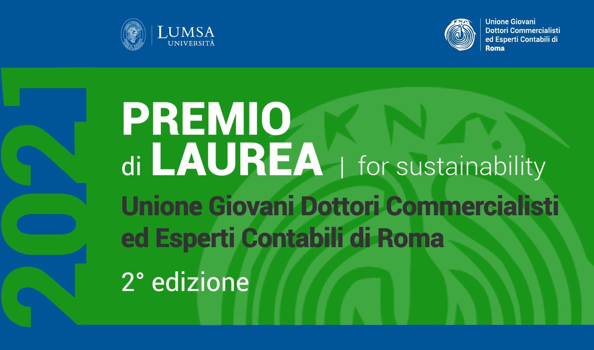 ugdcec_roma's tweet photo. 🟢 🔵 È partito il nuovo #PremiodiLaurea UGDCEC Roma e @UniLUMSA ➖ Edizione  #sostenibilità.

✔️ Candidature entro il #3novembre.
✔️ Il premio: un #tirocinio retribuito presso un primario studio professionale sito in Roma.

Consulta il bando 👇
https://t.co/zrAJWoiO08 https://t.co/LcKZ1NJ9Iv