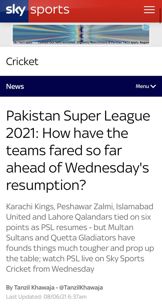 Sky Sports Misleading Website 
No PSL on Sky Cricket channel 404 even though they claimed on their website as attached. 
You can rather watch PSL free in UK at SkySp Mix channel 416. 
#PSL6 #SkySports #SkyCricket
#Cricket
