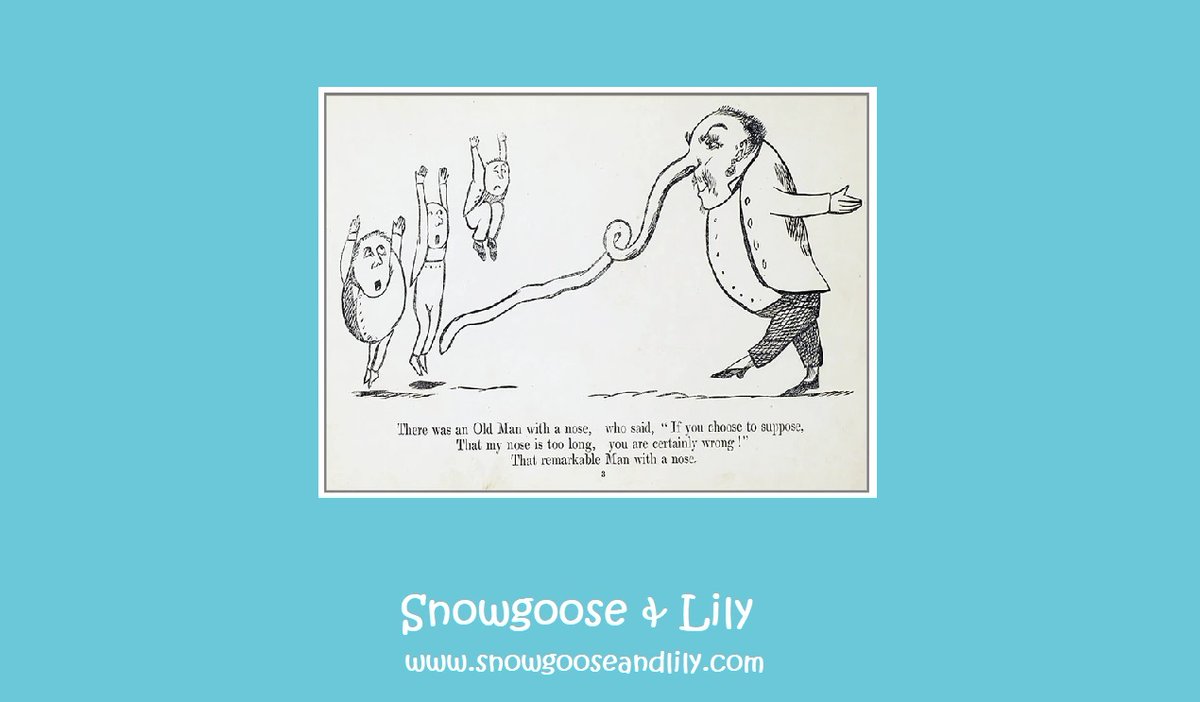 "There was an Old Man with a nose,
Who said, "If you choose to suppose,
That my nose is too long,
You are certainly wrong!"
That remarkable Man with a nose.

#print #EdwardLear #poem #limerick #literature #lear #fathersday #bookworm #fathersday2021 #literarydad #thoughtfulgifts