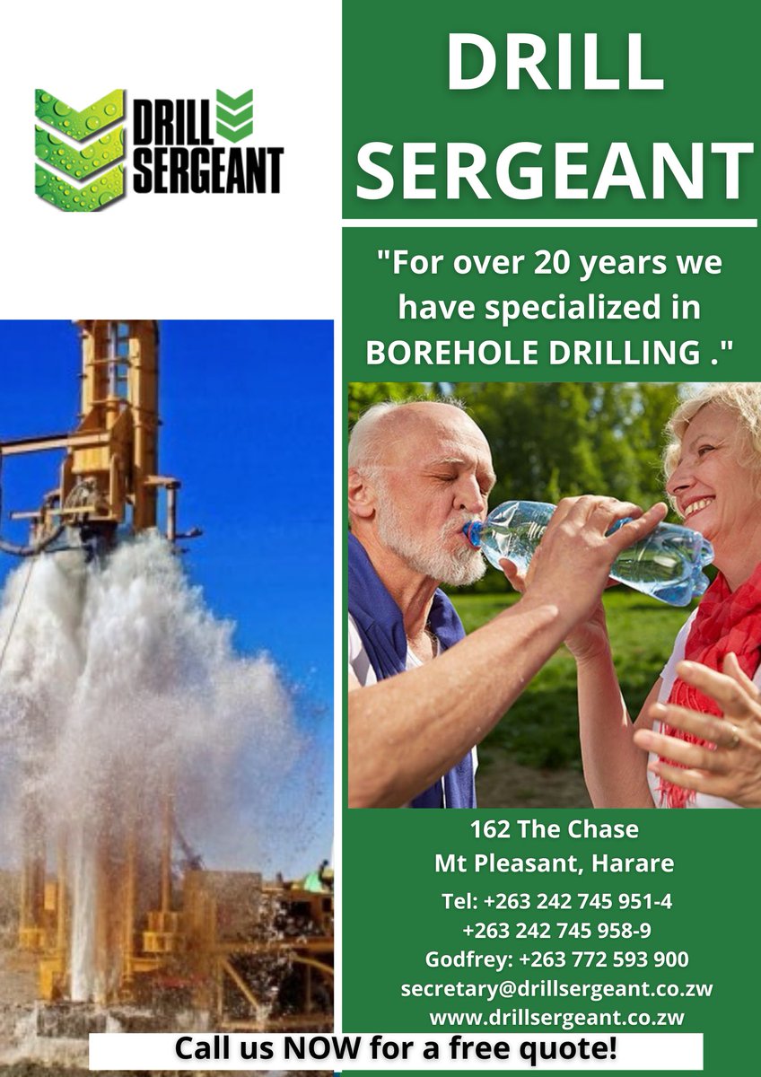 drillsergeantzw's tweet photo. DRILLSERGEANT : #borehole #drilling #drillsergeantzim #pumpinstallations #zimbabweborehole #boreholedrilling https://t.co/IgFkc3fmB0