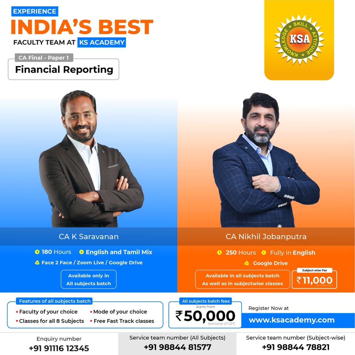 ksacademyca's tweet photo. Experience India's best Faculty Team for CA Final at KS Academy!!!!
#KS_Academy #KSA  #CA_Final #CA_Intermediate #CA_Foundation #CA_Coaching #charteredaccountant #financialreporting #strategicfinancialmanagement #advancedauditing #corporatelaw #scmpe #directtax #incometax https://t.co/dm3hr8mLmN