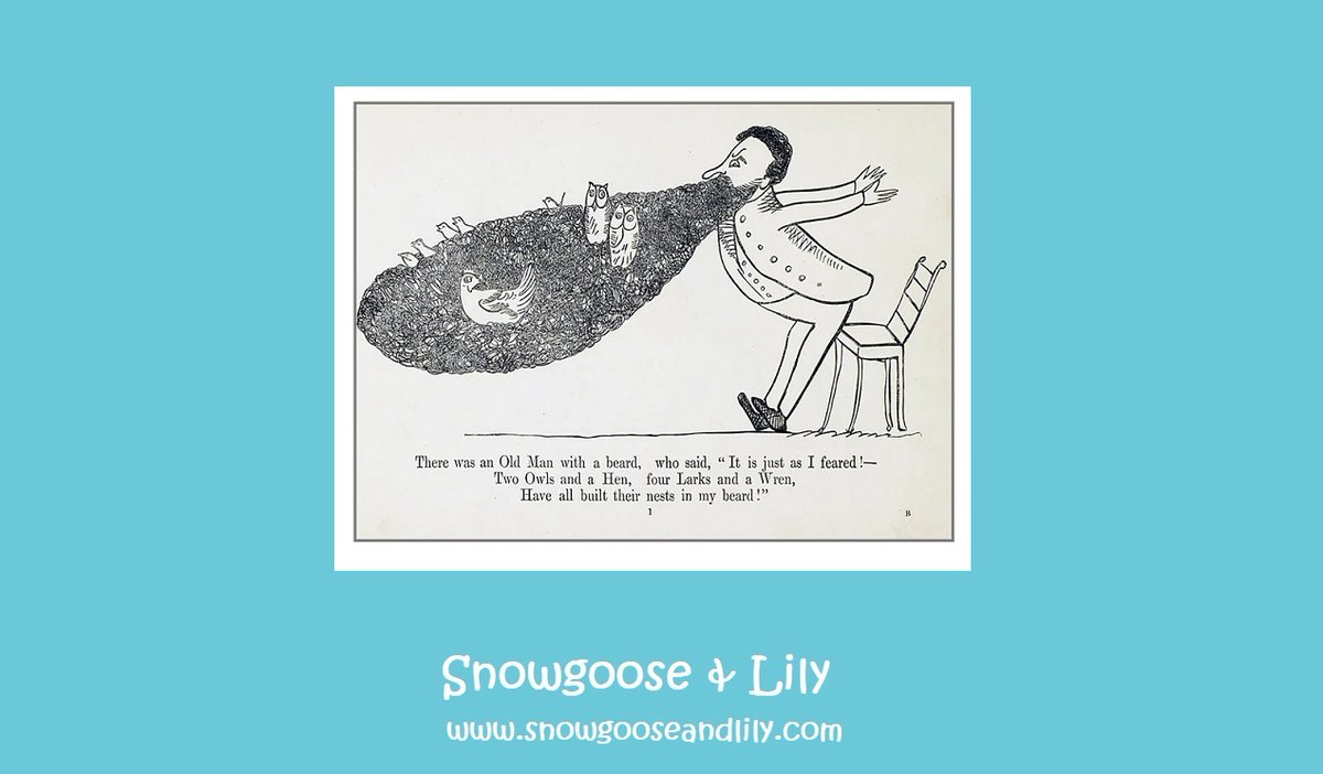"There was an Old Man with a beard,
Who said, "It is just as I feared! -
Two Owls and a Hen, two Larks and a Wren,
Have all built their nests in my beard!

snowgooseandlily.com/collections/cl… #print #EdwardLear #poem #limerick #literature #lear #fathersday #fathersday2021 #literarydad