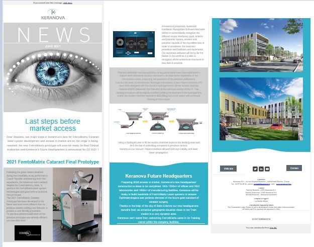 The first Newsletter of 2021 has been published!
If you wish to receive it please click here : keranova.fr/en/contacter/
and then just put "please send me the newsletter" in the Subject field.
#photoemulsification #cataract #cataractsurgery #keranova #femtomatrix #ultrafastlaser