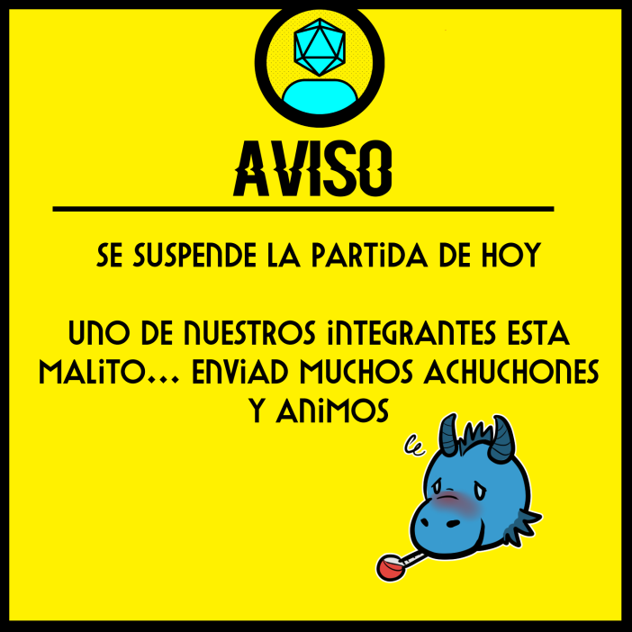¡Buenos dias, roleros! Lamentamos decir que hoy NO tendremos directo con la nueva aventura que ibas a empezar. Estamos recuperando fuerza para volver con mas poder ilimitado que nunca. ¡SEGUID ROLEANDO!