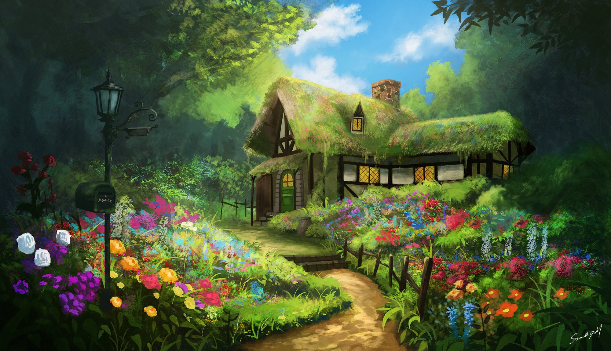 斉藤ミヤビ 森の魔女の家 背景イラスト コンセプトアート こんなとこ住みたい 実際虫多いかもしれないけど T Co Ntxnekseoo Twitter