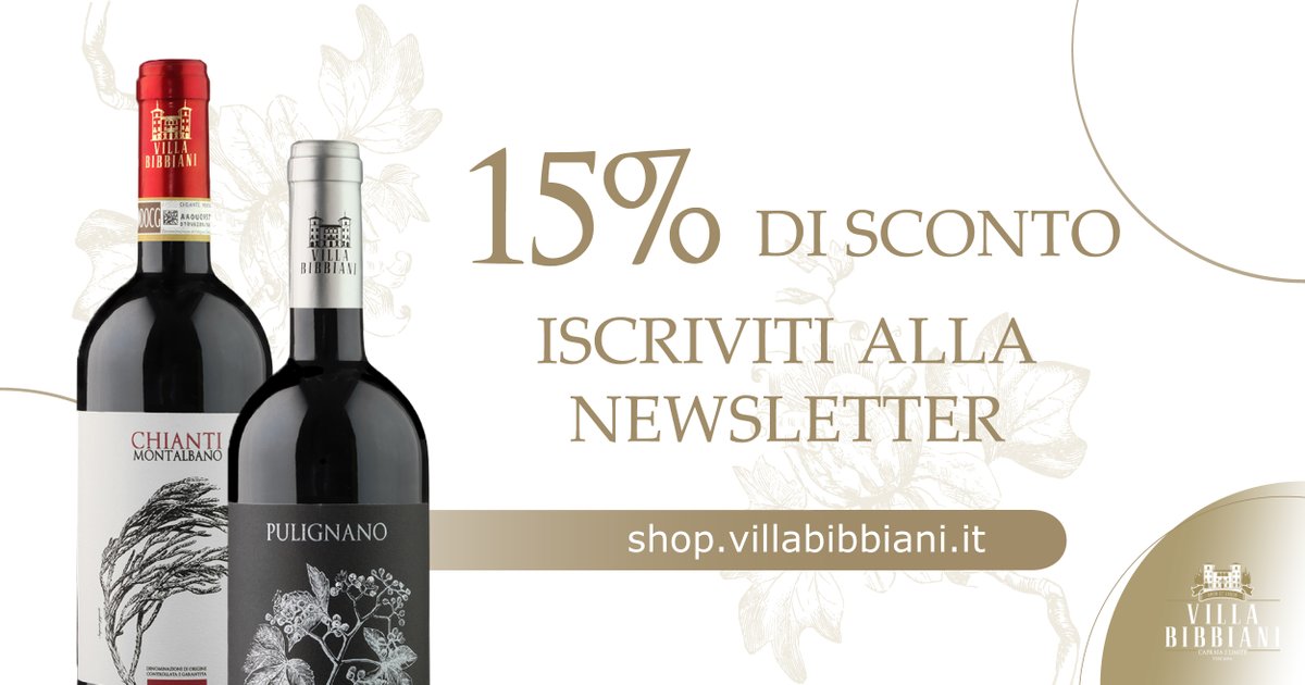 Iscriviti alla #newsletter di Villa Bibbiani per ricevere tutte le promozioni e le novità della cantina: un viaggio nel Chianti Montalbano alla scoperta dei suoi vini shop.villabibbiani.it/newsletter/
#promovino #villabibbiani#codicepromo