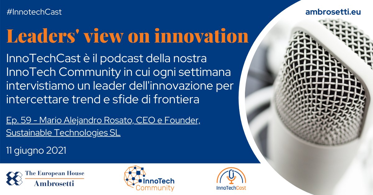 Ambrosetti_'s tweet image. 🎙️ #InnoTechCast - Leaders&apos; view on #Innovation
Parliamo con Mario Alejandro Rosato, CEO e Founder di Sustainable Technologies  di #biometano e #biodiesel come carburanti per decarbonizzare i trasporti
spreaker.com/user/12334843/…