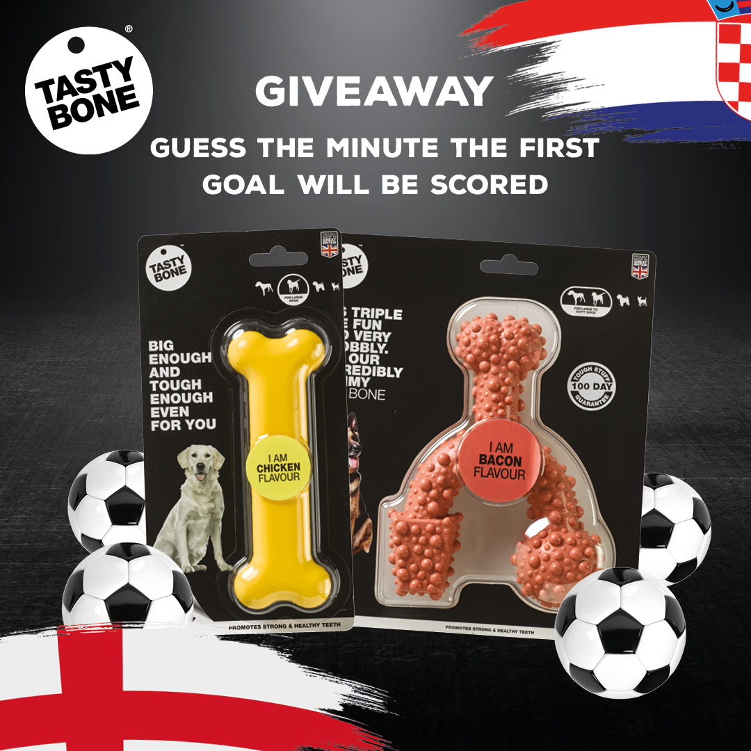 TastyBone_UK's tweet photo. We have a giveaway to help keep your dog occupied throughout every match. To win, all you have to do is correctly comment what minute you think the first goal will be scored in England’s match against Croatia. Remember to share the post too!

Competition ends 2pm, 13th June. https://t.co/V1cheREyzc