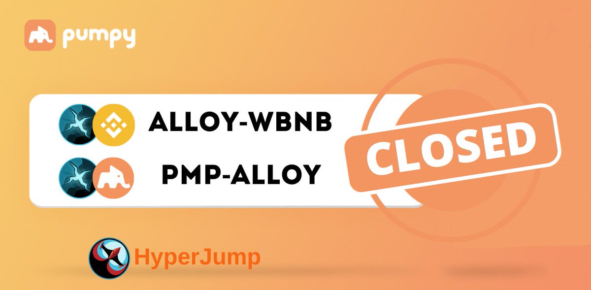 pumpyfarm's tweet image. ⚠️ Important information ⚠️

‼️  Payments in #HyperJump pools are completed:

▫️ALLOY-WBNB
▫️PMP-ALLOY