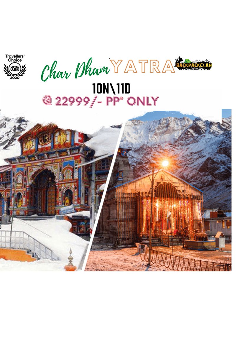 backpackclan's tweet photo. Looking for a Char Dham Yatra Package from Haridwar? Book Now!

#backpackclan #travel #chardhamyatra #haridwar #uttarakhand #india https://t.co/7UXX7crsTv