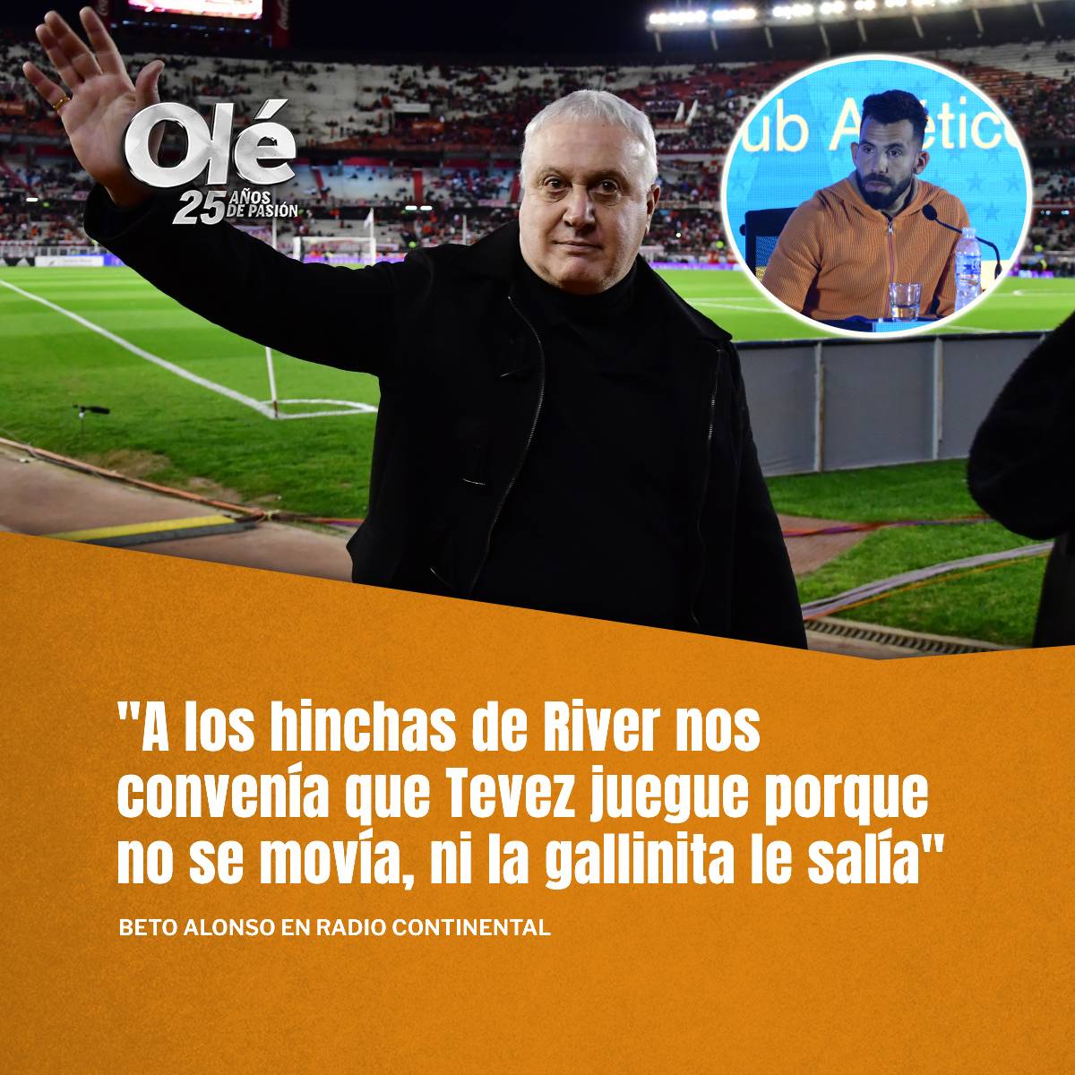 DiarioOle's tweet photo. 🧨💥 "A mí no me dolió la salida de Tevez. ¿Cuántas veces se fue? A mí, a los hinchas de River, nos convenía que juegue porque no se movía, ni la gallinita le salía" 👉 https://t.co/4kxLTH0No6 https://t.co/wh5bUYVP4w