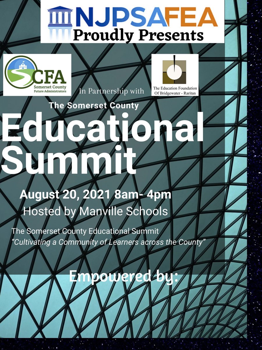 SCFA_NJ's tweet image. The Somerset County Educational Summit presented by NJPSA/FEA and in partnership with the Bridgewater Ed Foundation
registration  is live eventbrite.com/e/157811886601
For updated information sites.google.com/view/scfa-educ… @Cohen10 @CParsio @FreddieShaker @MsWarren_FTPS @SenoraPeakeFRSD