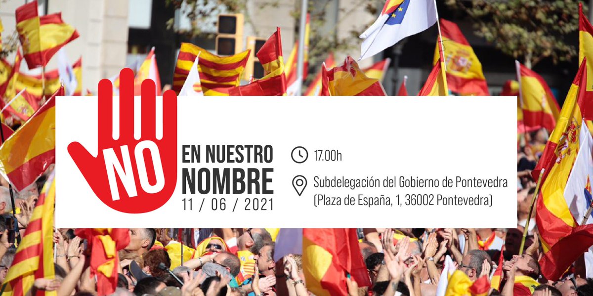 CsACorunaProv's tweet photo. Si estás a favor de la democracia y en contra de los indultos,

📍Te esperamos en la Delegación Del Gobierno de Pontevedra a las 17.00.

🛑No en nuestro nombre #STOPIndultos https://t.co/f6ygrWgCK8