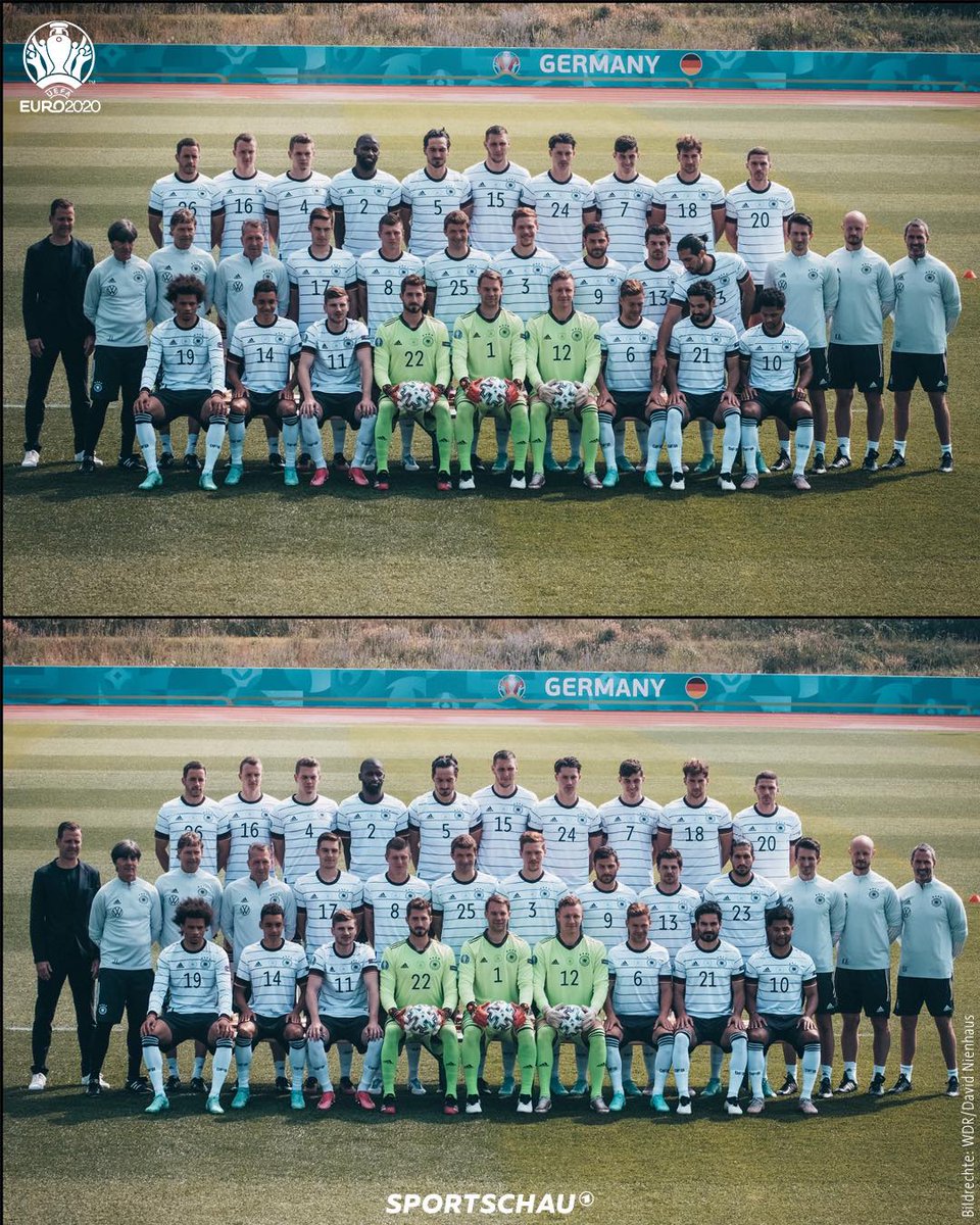 sportschau's tweet photo. Kleines Suchspiel: Wer tanzt hier aus der Reihe? 📷🕺 

#EURO2020 #DFBQ #DFBTeam #Sportschau https://t.co/RYmCZ3Uqff