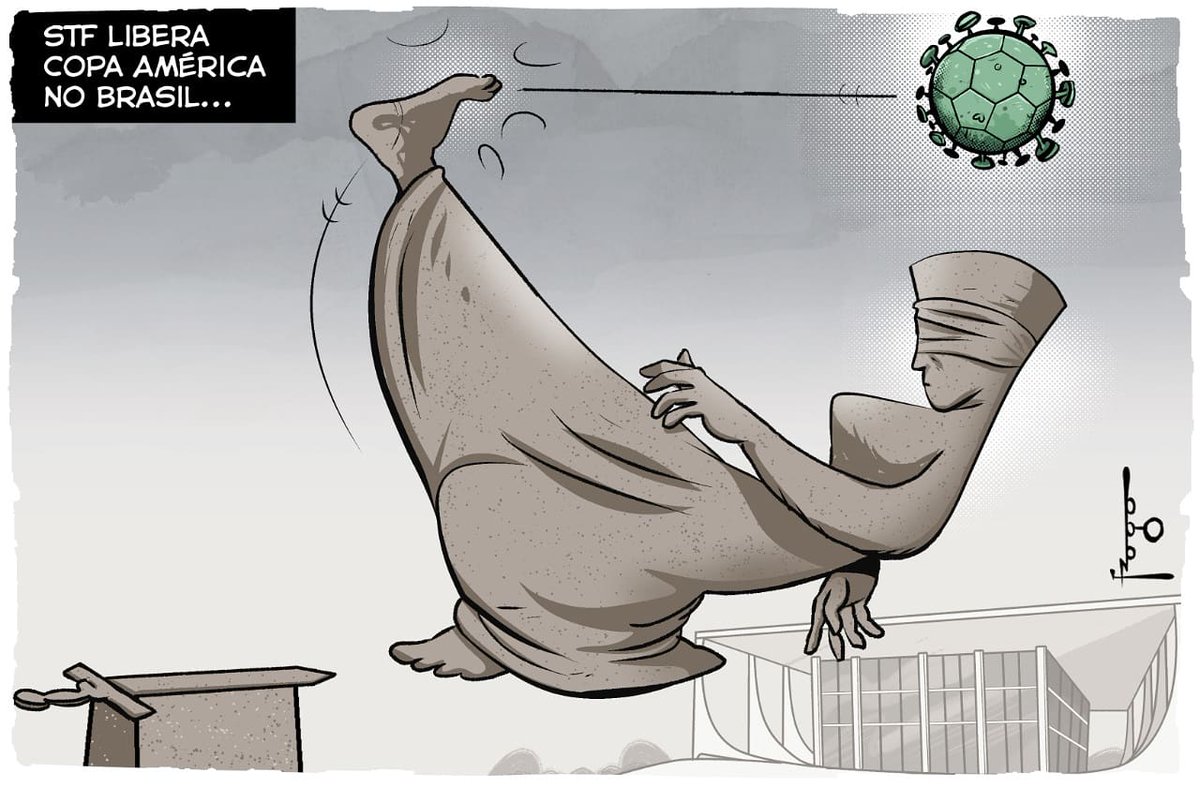 fragadesenhos's tweet photo. Charge desta sexta-feira em GZH e Zero Hora.
#charge #desenhodeimprensa #fragadesenhos #humor #copaamérica #futebolnapandemia #futebol #stf #conmebol #pandemia #COVID19 #coronavirusbrazil #brasil🇧🇷 https://t.co/QmBO5p5bKJ
