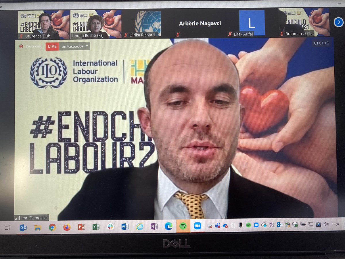 Happy to participate to the Event in Kosovo to mark the 🌈 World day against child Labour 🍭🎈and to present the national achievements supported by the #MAP16 funded by @USDOL. Let’s continue to act together !  @tinamccarter @MarciaMEugenio @ILO_Childlabour #endchildlabor2021