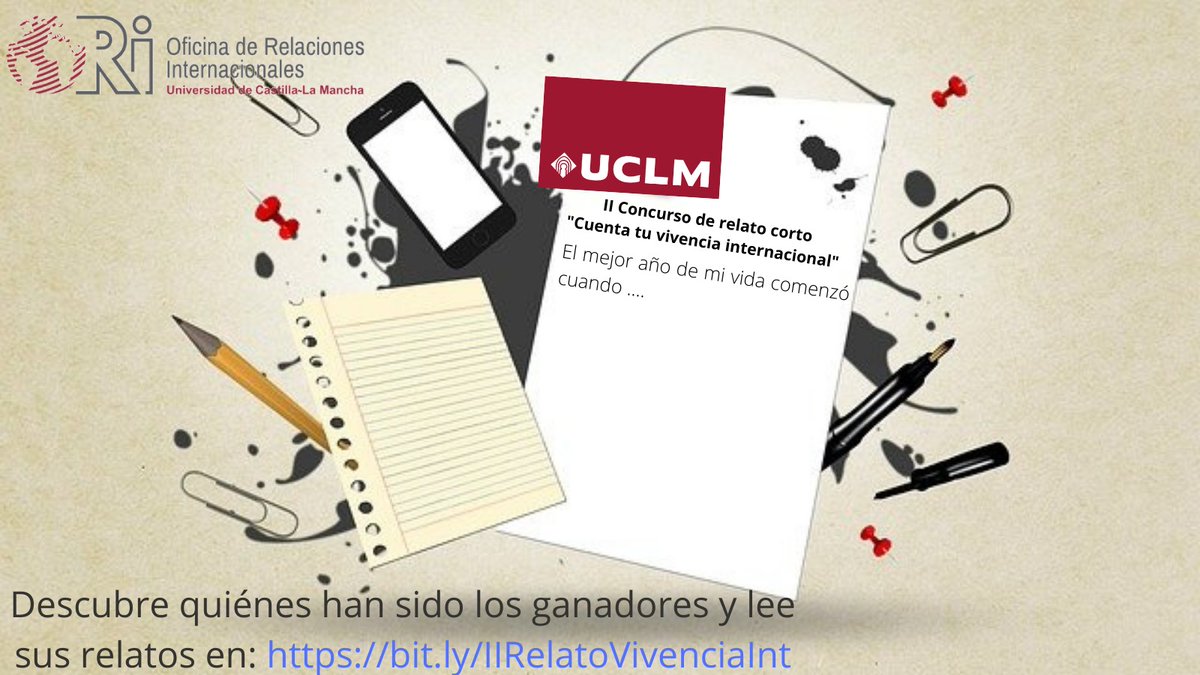 OriUclm's tweet photo. 👏Enhorabuena a:

-Marta Alcaraz Casado
-Héctor Ramiro Carvajal Romero
-Ángela Velert Merchante

Ellos son los ganadores 🎉del II CONCURSO DE RELATO CORTO “CUENTA TU VIVENCIA INTERNACIONAL” DE LA UNIVERSIDAD DE CASTILLA-LA MANCHA.

Lee 📖 sus relatos en https://t.co/lGBMdq19oe https://t.co/OemLZ3qzSX