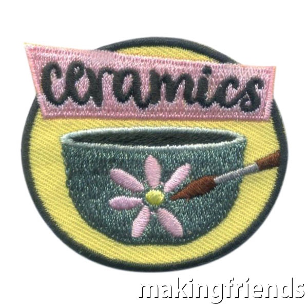Take a trip to paint ceramics! They will love to take their piece home with this patch! It's only $.69 each, free shipping available! 
makingfriends.com/product/cerami…
#makingfriends #ceramics #painting #crafts #girlscouts #girlscoutpatches #gscrafts #funpatch