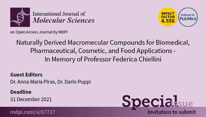 Il Dr. Dario Puppi, insieme alla Prof. Anna Maria Piras, curerà una special issue dedicata a polimeri derivati da fonti naturali su <a href="/IJMS_MDPI/">IJMS MDPI</a> in memoria della Prof. Federica Chiellini, prematuramente scomparsa di recente.
dcci.unipi.it/877-special-is…