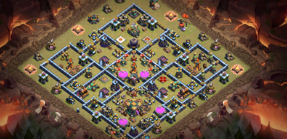 ¡Buenos días!

Les comparto el mejor diseño que he usado las últimas semanas.

En la última liga ha defendido 5/6 ataques en campeones 2 con % bajos 

Base creada por <a href="/BasesXtreme/">Xtreme Bases</a> <a href="/raco12coc/">raco12</a>

Castillo: Lava+cazadoras

link.clashofclans.com/es?action=Open…