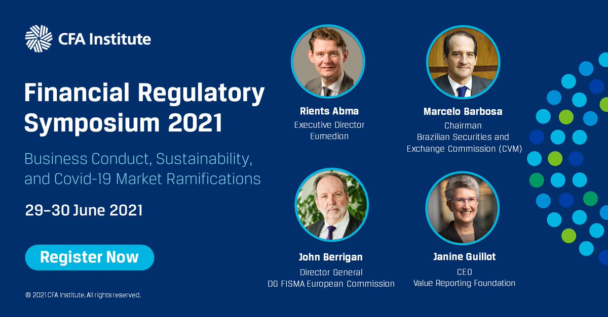 CfaDoha's tweet photo. CFA Society Doha is pleased to invite you to the CFA Institute Financial Regulatory Symposium 2021. This will be a global web event dedicated to discussing major policy and regulatory developments
REGISTER:https://t.co/YdLVplH1c2 https://t.co/iDcaMqKbLT