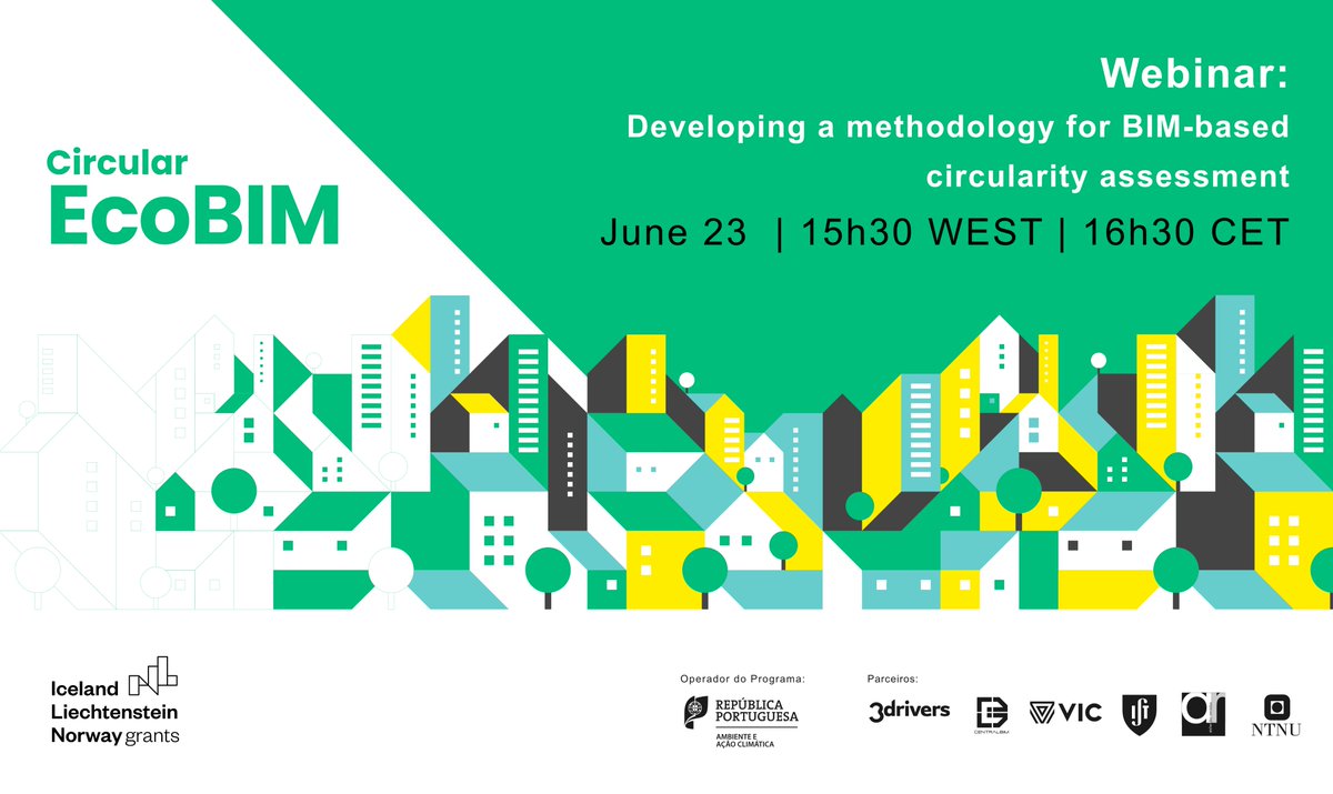 CEcobim's tweet photo. Please join us in our upcoming webinar on June 23rd! You'll get a sneak peek of the tools we are developing to support circular construction.

Sign up here: https://t.co/YPYGwGgCtr 

#circulareconomy 
#BIM #LCA #construction
#EEAGrants #EEAGrantsPT
@EEAGrantsPT @EEANorwayGrants https://t.co/pgISuO7BBe