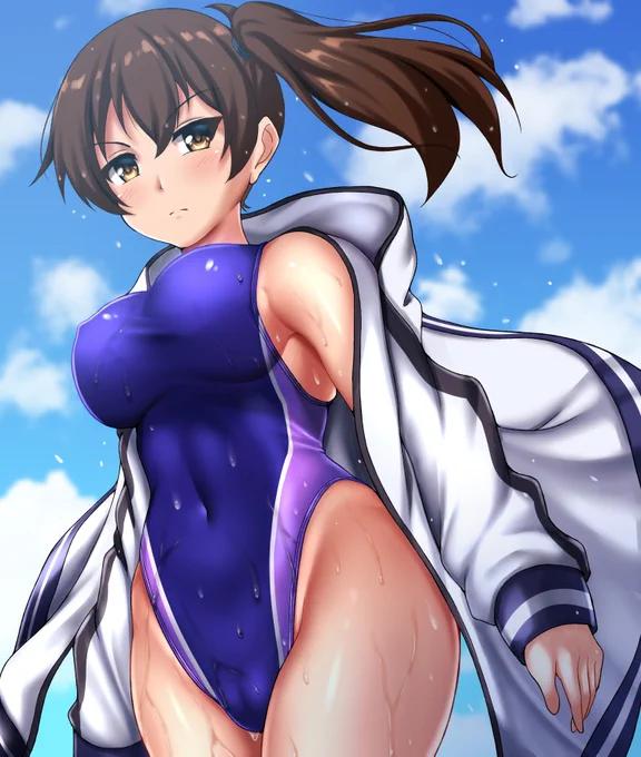 艦これ 競泳水着な加賀さん
なんか水泳部のエースみたいな風貌になった感じ 