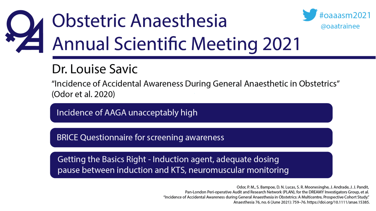 OAA Trainee Rep. (@oaatrainee) on Twitter photo Thank you to Dr. Louise Savic @LouiseSavic for summarising the <a href="/DREAMYresearch/">DREAMY Research</a> about incidence of AAGA in obstetrics at #oaaasm2021 at during the journal session <a href="/OAAinfo/">OAA</a> <a href="/OAATrainee/">OAA Trainee Rep.</a> <a href="/Anaes_Journal/">𝘈𝘯𝘢𝘦𝘴𝘵𝘩𝘦𝘴𝘪𝘢</a> <a href="/peteodor/">Peter Odor</a> <a href="/Drsambam/">Sam B</a>. Take home messages below: Thank you to Dr. Louise Savic @LouiseSavic for summarising the <a href="/DREAMYresearch/">DREAMY Research</a> about incidence of AAGA in obstetrics at #oaaasm2021 at during the journal session <a href="/OAAinfo/">OAA</a> <a href="/OAATrainee/">OAA Trainee Rep.</a> <a href="/Anaes_Journal/">𝘈𝘯𝘢𝘦𝘴𝘵𝘩𝘦𝘴𝘪𝘢</a> <a href="/peteodor/">Peter Odor</a> <a href="/Drsambam/">Sam B</a>. Take home messages below: