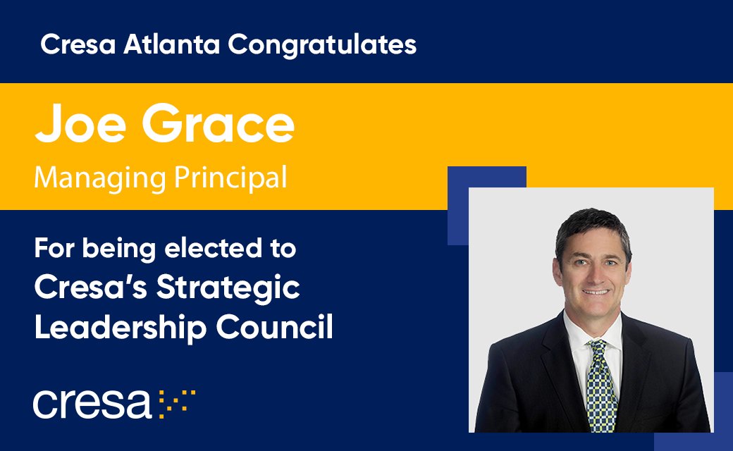 Congratulations to our very own Joe Grace for being elected to <a href="/CresaCorp/">Cresa</a>'s Strategic #Leadership Council (SLC) 🎉. The SLC is an independent advisory board tasked with furthering the development of #Cresa leaders and bringing fresh ideas. Thank you for your leadership, Joe! 👏