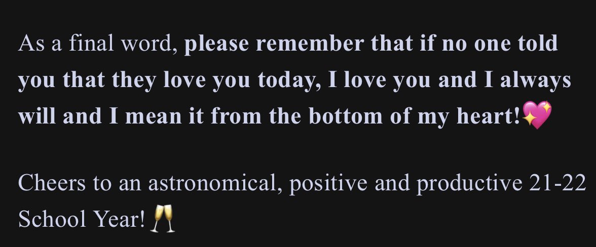 Mr_Walmer's tweet photo. These words mean EVERYTHING to anyone who is connected to @WWPCEM. I am so grateful to have a school leader who truly cares about everyone who walks through the doors. Thank you @PpalPinkney for always pushing us to be more, caring for us, and being an outstanding role model. https://t.co/bJG3S1VRqG