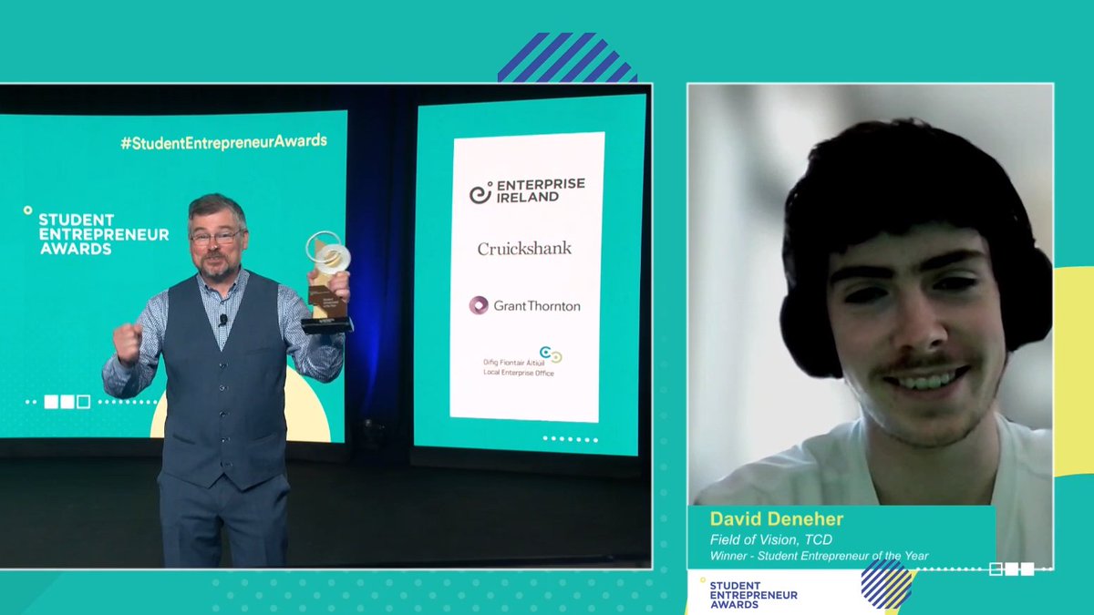 Enterprise Ireland (@entirl) on Twitter photo Tim Farrelly and David Deneher from <a href="/tcddublin/">Trinity College Dublin</a> and <a href="/QUBelfast/">Queen's University Belfast 🎓</a> student Omar Salem are the overall winners of Enterprise Ireland’s #StudentEntrepreneurAwards!
Their device enables people with visual impairment to feel the excitement of sports matches.
Well done <a href="/FieldOfVision11/">Field Of Vision</a> Tim Farrelly and David Deneher from <a href="/tcddublin/">Trinity College Dublin</a> and <a href="/QUBelfast/">Queen's University Belfast 🎓</a> student Omar Salem are the overall winners of Enterprise Ireland’s #StudentEntrepreneurAwards!
Their device enables people with visual impairment to feel the excitement of sports matches.
Well done <a href="/FieldOfVision11/">Field Of Vision</a>
