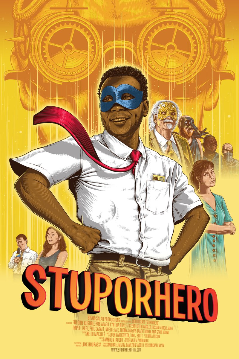 StrangeBrewAgnc's tweet photo. We're delighted to announce that @SamMayleArts's poster for Stuporhero won Best Poster in the @OnirosFilmAward Festival! Congrats 👏 https://t.co/QNZstarYiL