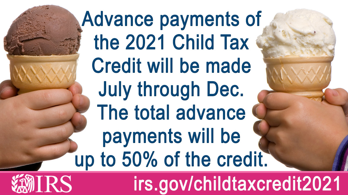 IRSnews's tweet photo. The #ChildTaxCredit has changed for 2021! Qualified families may receive regular advance payments July through Dec. 2021, totaling up to 50% of the credit. Learn more from #IRS at https://t.co/535gR8FJvp https://t.co/tGJItUCFM9