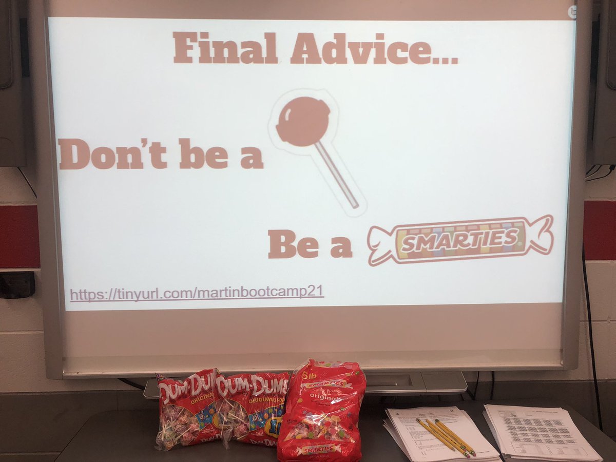 Well, today’s our last day of Summer ACT Prep! It’s been a great week, &amp; we’ve packed in a lot..but this is the one piece of advice they’ll remember best since it involves candy! 😂 #actprep #motivation
(really, is there any better advice than “don’t be a dum dum??”)