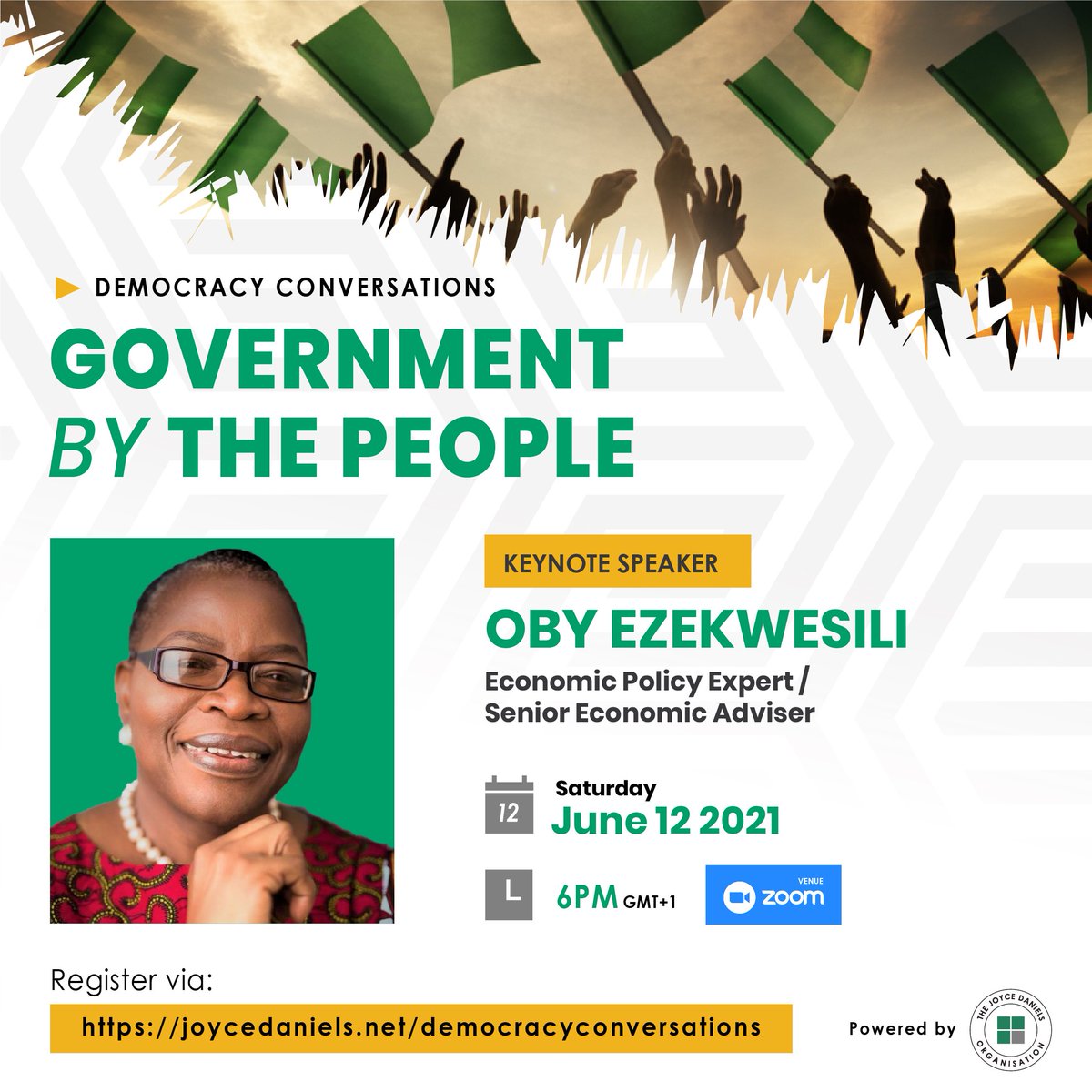 iamjoycedaniels's tweet photo. @obyezeks Keynote Speaker β
@kunlelawal Speaker β
@abiolaak Speaker β
Mr Olowole Osaze Uzzi Esq. Speaker β
We're set for tomorrow's #DemocracyConversations. Register at https://t.co/sDHO7xaau3. I can't wait to see you.
#DemocracyDay
#June12
#TheJoyceDanielsOrganization https://t.co/583Og7QbtB