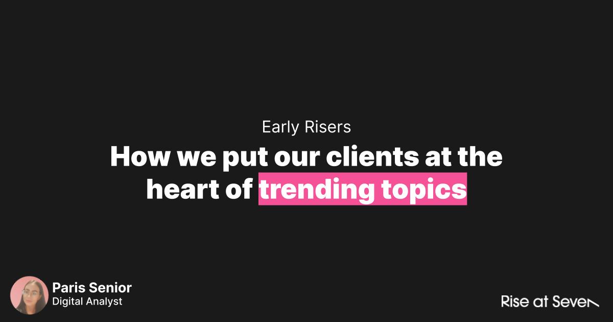 _parissenior's tweet image. How do we put our clients at the heart of trending topics?
Our internal tool Early Risers keeps us moving fast, consistently alerting us to trends relating to our clients creating the best reactive pieces.
Here's some examples of where we've used it before 
👇👇👇