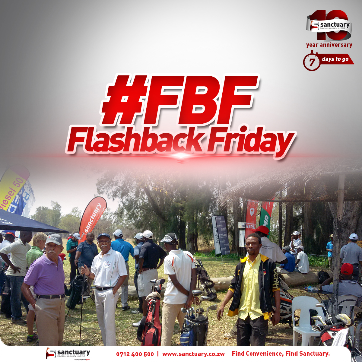 sanctuaryinsure's tweet photo. "Can you spot your favourite insurer's banner, back in 2016, at a Golf Day in Kwekwe, back then when wearing masks was unheard off." #FBF #BuiltAroundYou #FindConvenience https://t.co/F3ShZtSm99