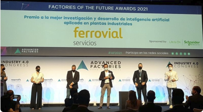 Perspectiv_ai's tweet photo. Estamos muy orgullosos de compartir la celebración junto a @ferrovial_es Servicios al ser premiados por #AdvancedFactories 2021 como la Mejor Investigación y Desarrollo de Inteligencia Artificial aplicada las plantas industriales del año 🙌.

¡Enhorabuena, equipo! 👏 
#ia https://t.co/baJa2lGHf5
