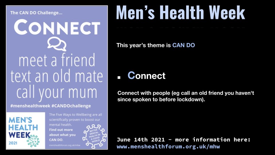 BCLibraryWA's tweet photo. 🗣️Today is #connectmonday.

As part of Men's Health Week we are following the #CANDOChallenge. Connecting with people can help us all feel better.

@FEBrooklands @MensHealthForum 

https://t.co/zwuobnmwUZ https://t.co/DJB4QENVkN