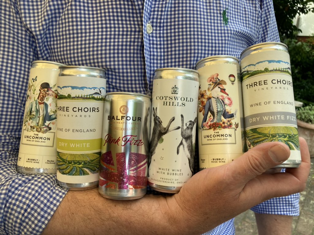 An armful of English canned wines for your delight! Available as our English tasting case on the site #vincancan #englishwine <a href="/GreatBritWine/">Great British Wine</a> <a href="/winegb/">Wine and a Good Book</a>